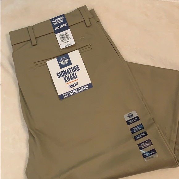 men's signature lux cotton slim fit stretch khaki pants